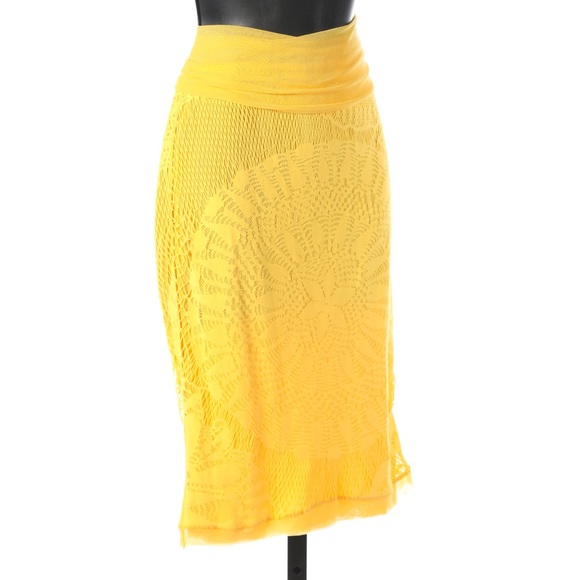 Jean Paul Gaultier Yellow Mesh Knee-Length Skirt NWT (Part of Set) - Picture 3 of 6